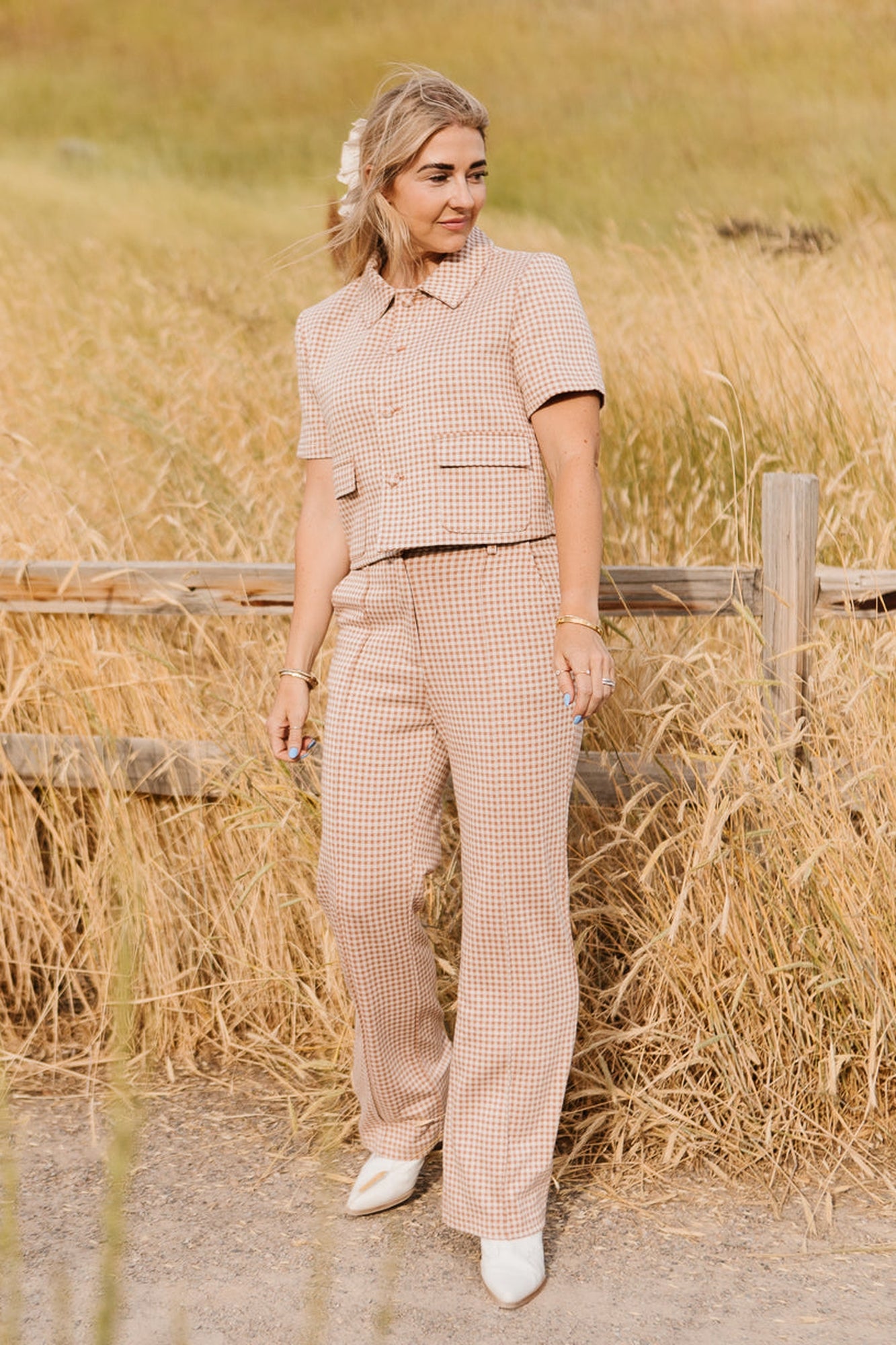 Women | Drew Pants | Tan x Gingham