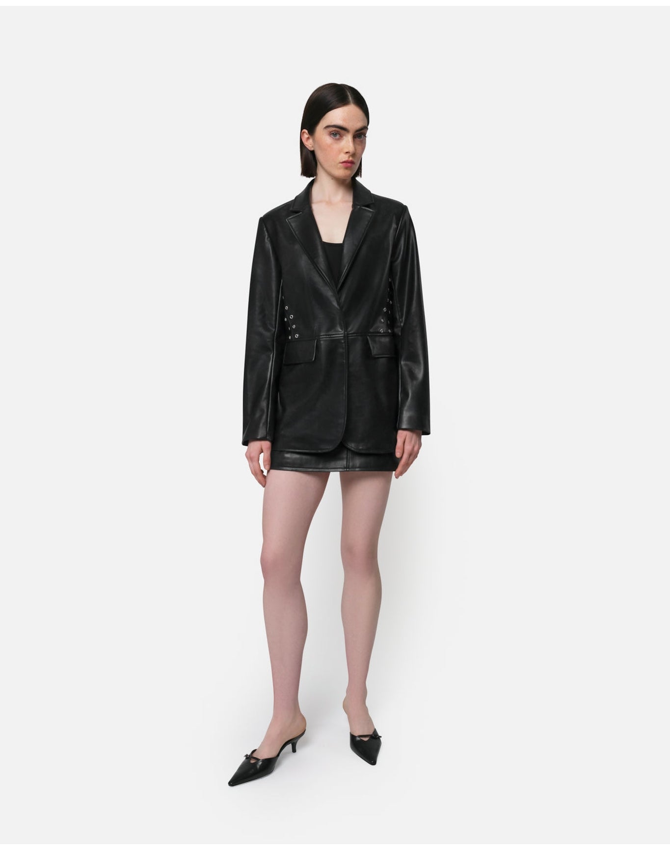 Kelan Vegan Leather Blazer | Noir