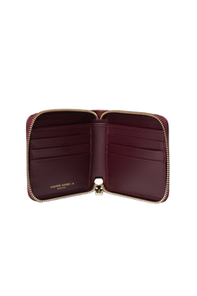 Women | Medium Burgundy Laminated Star Wallet | Metallic Aubergine