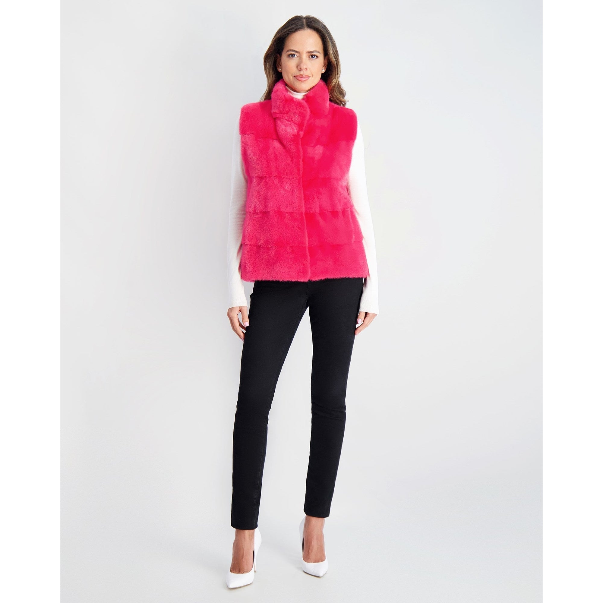 Women | Mink Vest | Fuschia