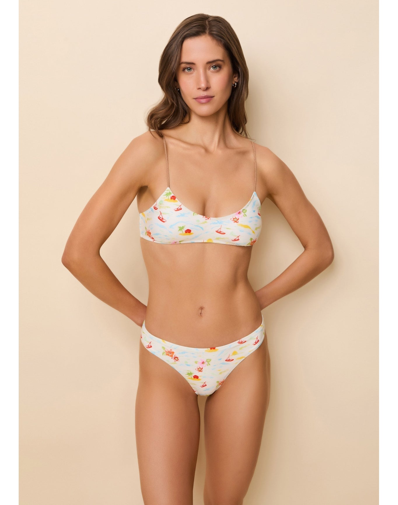 Rachel Bikini Top | Vintage Map Print