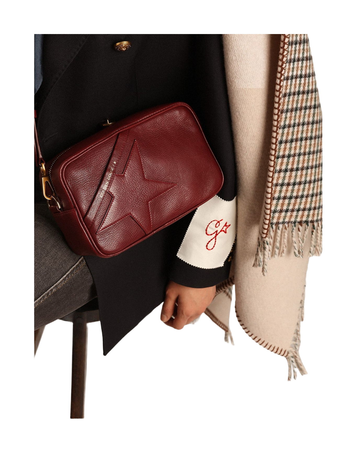 Women | Star Bag Leather with Tone On Tone Star | Burgundy (V2)