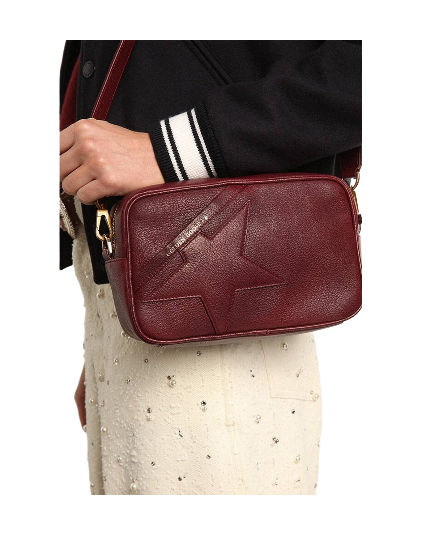 Women | Star Bag Leather with Tone On Tone Star | Burgundy (V2)