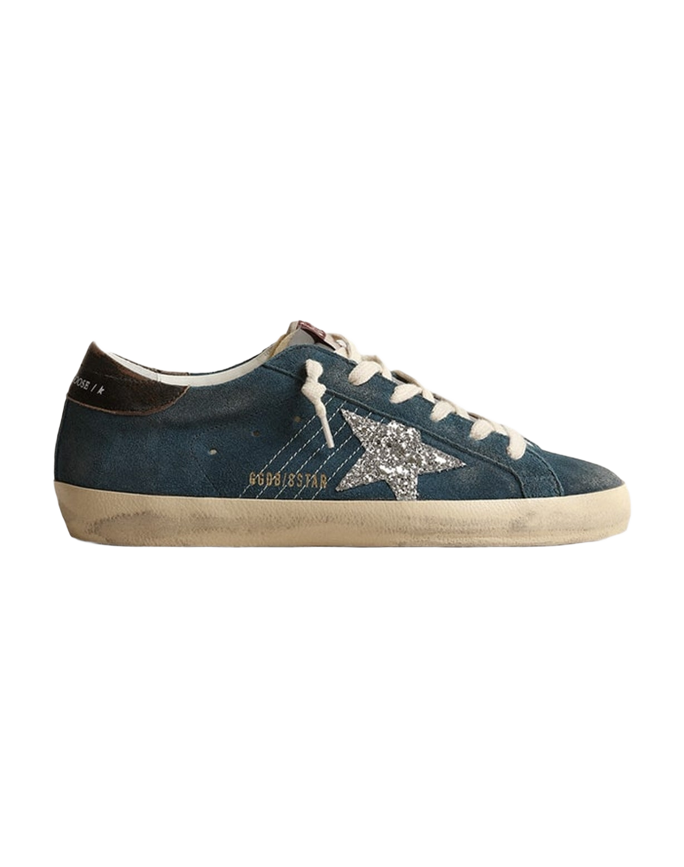 Women | Super-Star Blue Suede with Silver Glitter Star | Blue x Grey x Silver x Black