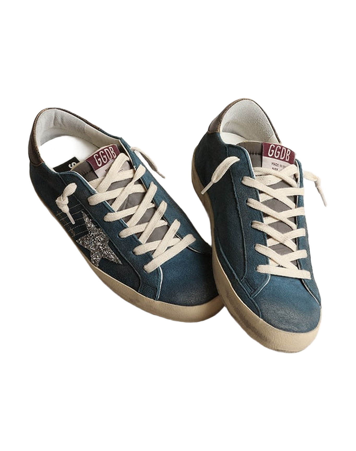 Women | Super-Star Blue Suede with Silver Glitter Star | Blue x Grey x Silver x Black