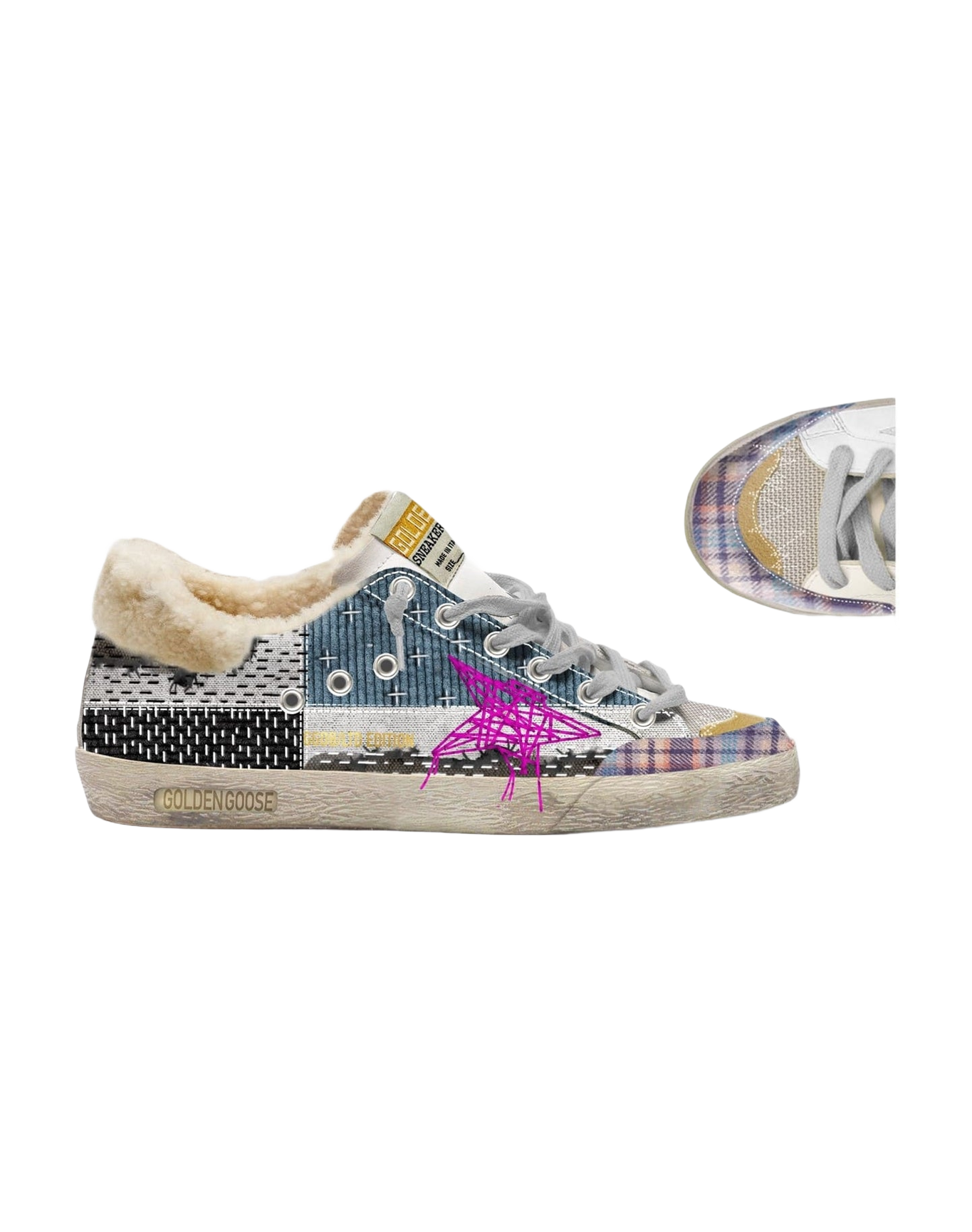 Women | Super-Star Lab Sneakers with Patchwork & Shearling Lining | Multicolor