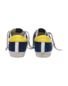Women | Super-Star Sneakers with Blue Glitter & Yellow Heel Tab