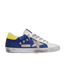Women | Super-Star Sneakers with Blue Glitter & Yellow Heel Tab