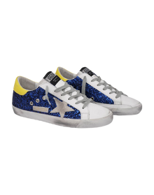 Women | Super-Star Sneakers with Blue Glitter & Yellow Heel Tab