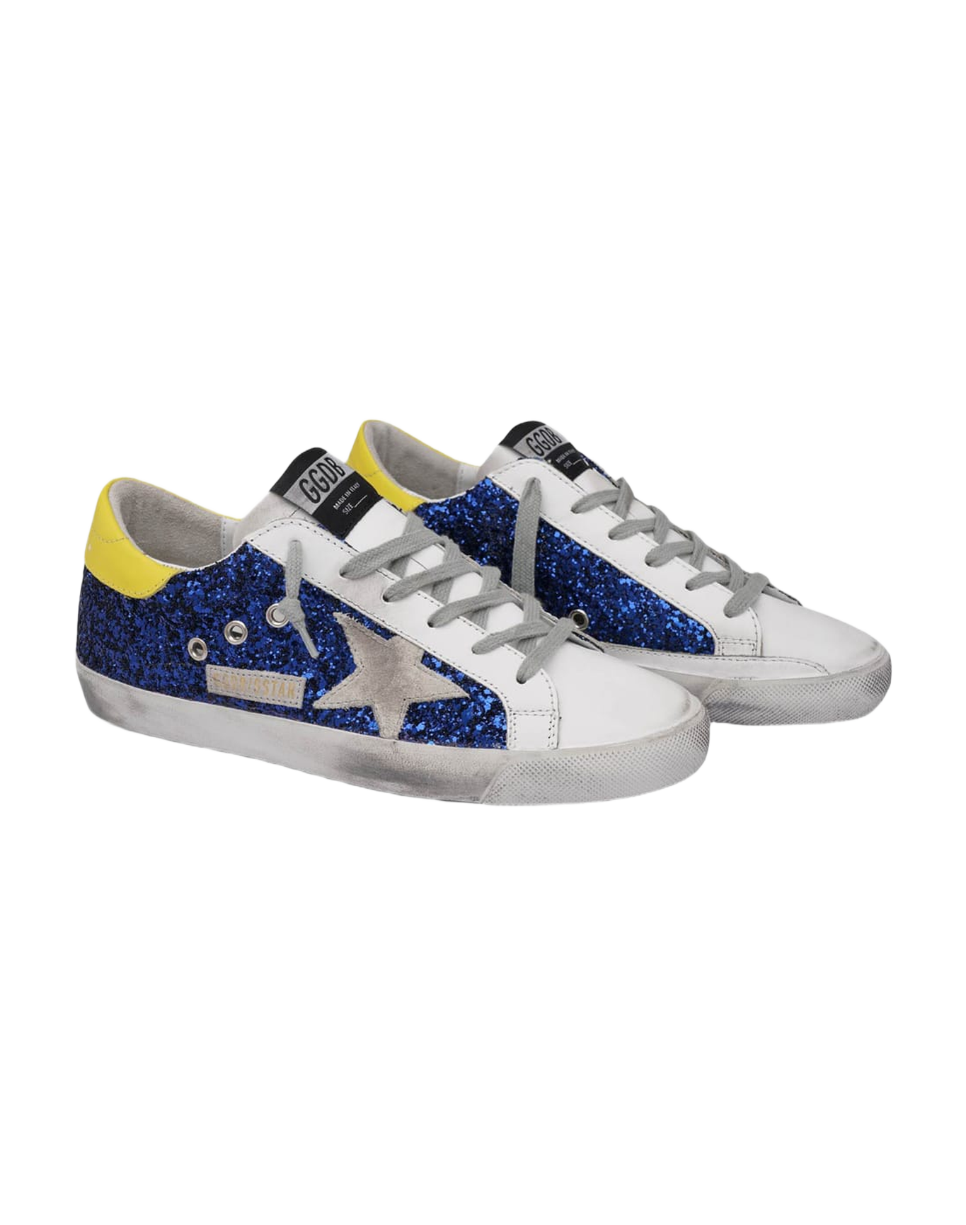 Women | Super-Star Sneakers with Blue Glitter & Yellow Heel Tab