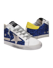 Women | Super-Star Sneakers with Blue Glitter & Yellow Heel Tab