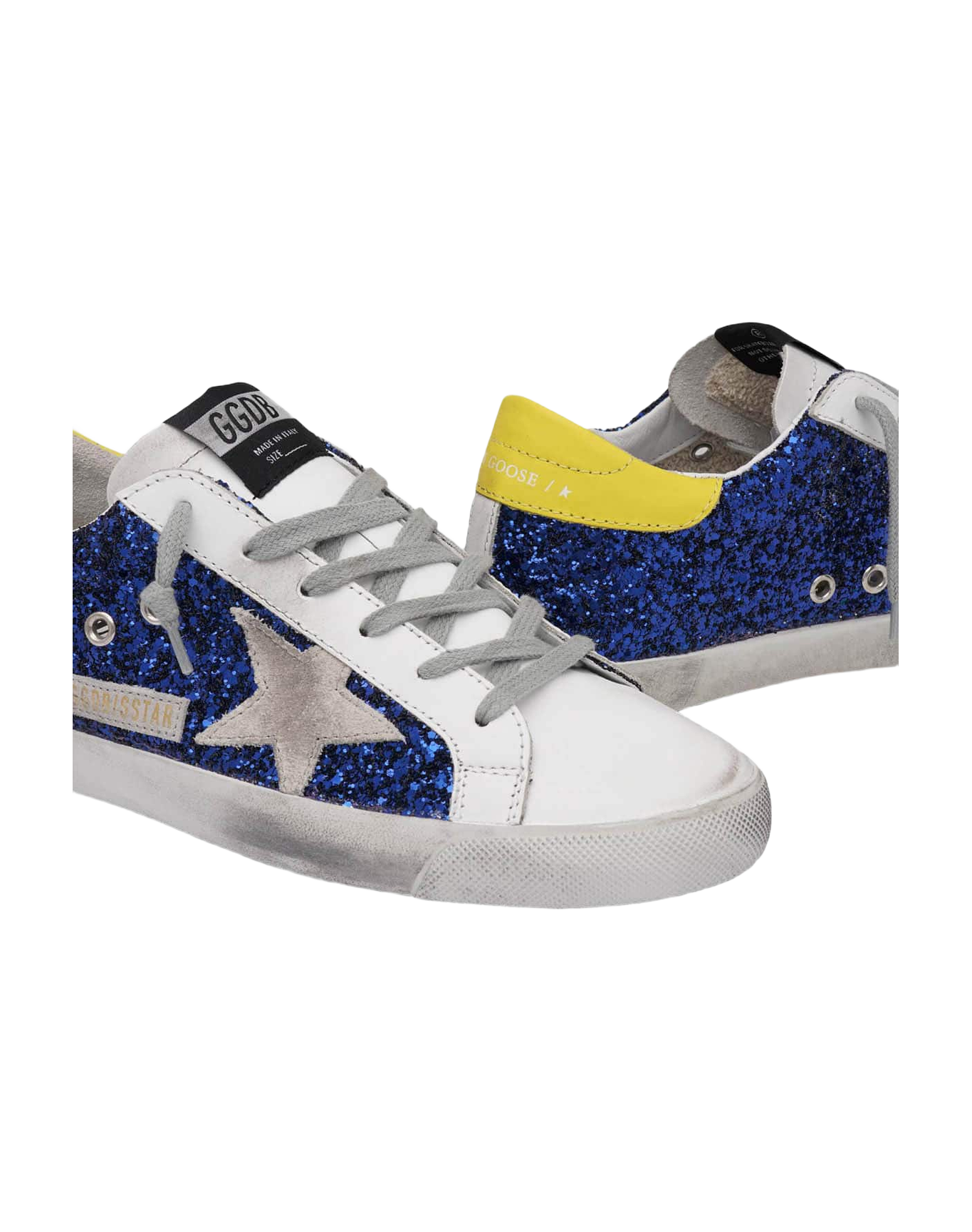 Women | Super-Star Sneakers with Blue Glitter & Yellow Heel Tab