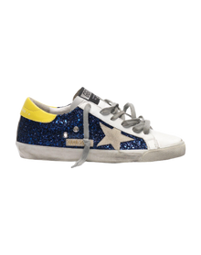 Women | Super-Star Sneakers with Blue Glitter & Yellow Heel Tab