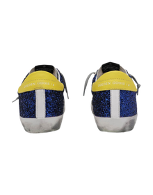 Women | Super-Star Sneakers with Blue Glitter & Yellow Heel Tab