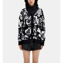 Wool-Blend Floral Cardigan | Women | Black x White