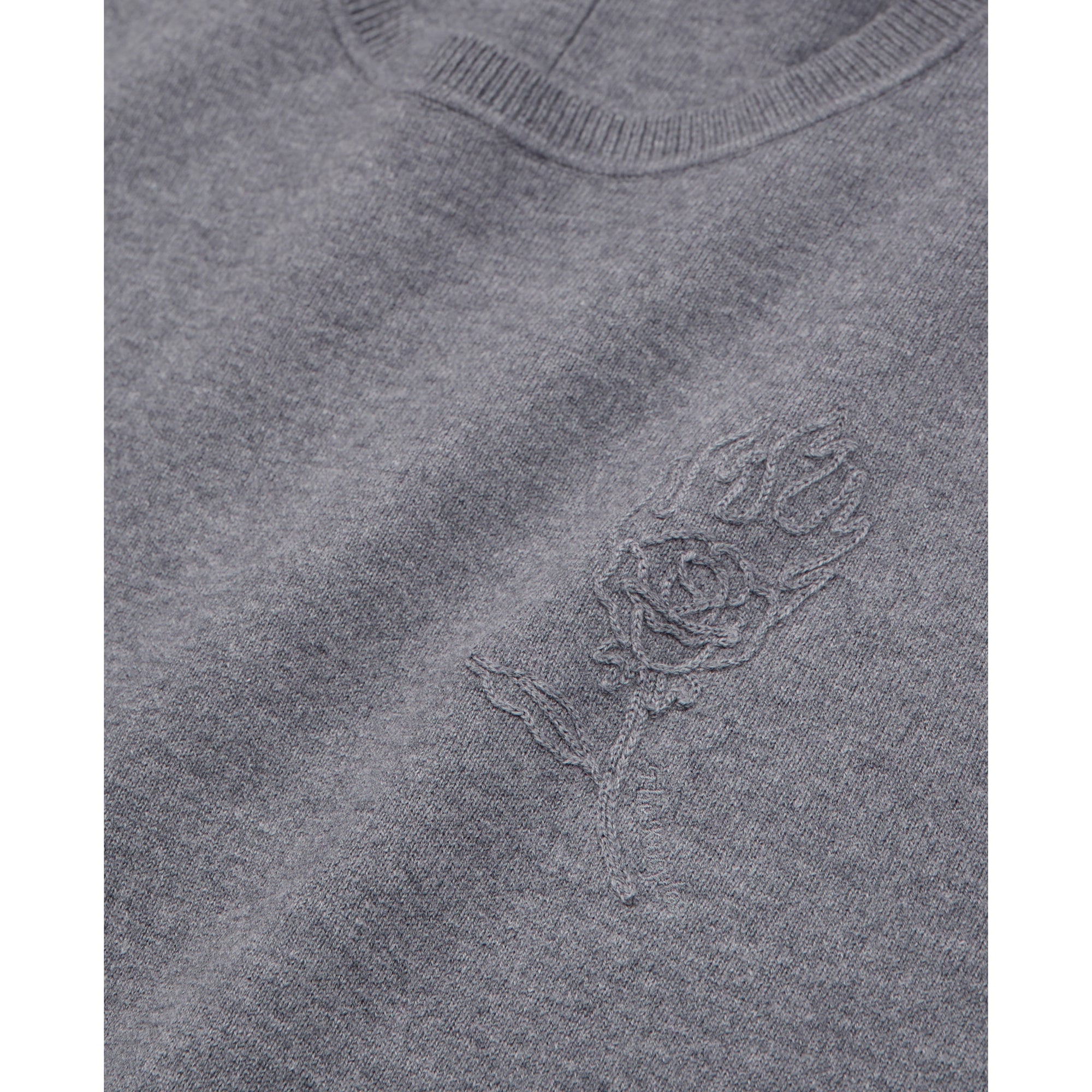 Wool Blend Sweater With Embroidery | Men | Melange Grey