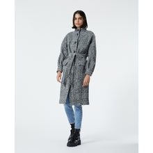 Wool Coat With High Neck | Women | Black x Ecru