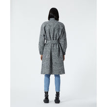 Wool Coat With High Neck | Women | Black x Ecru