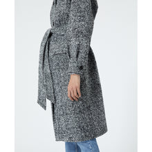 Wool Coat With High Neck | Women | Black x Ecru