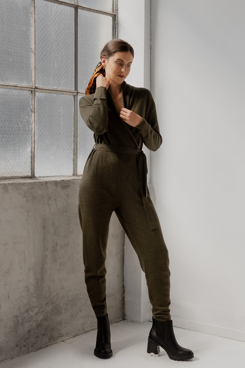 Wrap Neck Jumpsuit | Hunter
