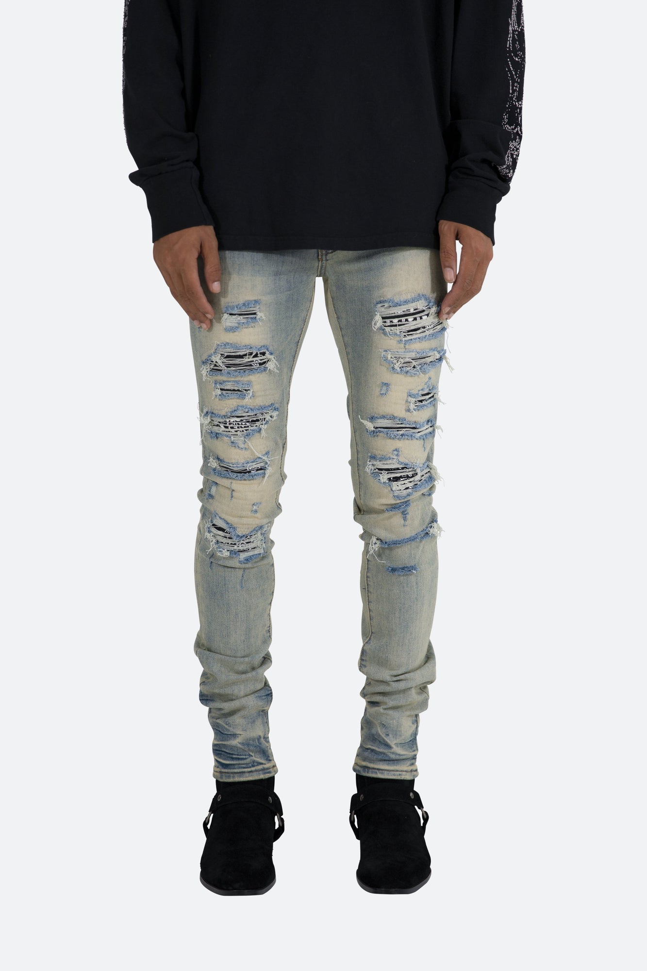 X165 Paisley Skinny Denim | Blue/Black