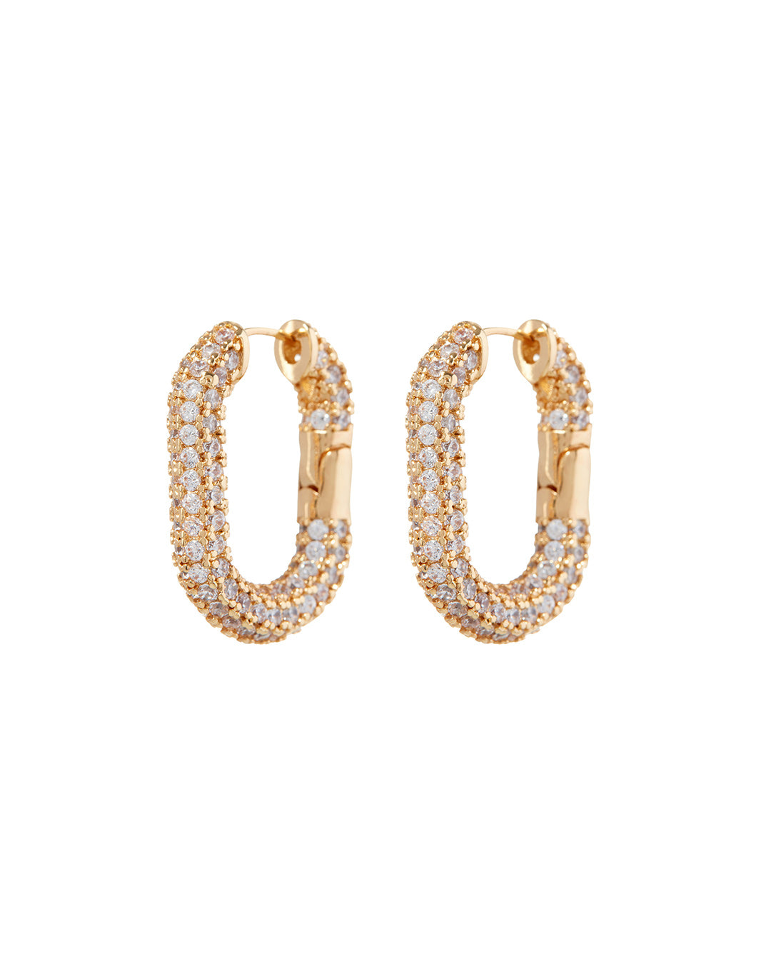 XL Pave Chain Link Hoops - Gold | Plated Gold