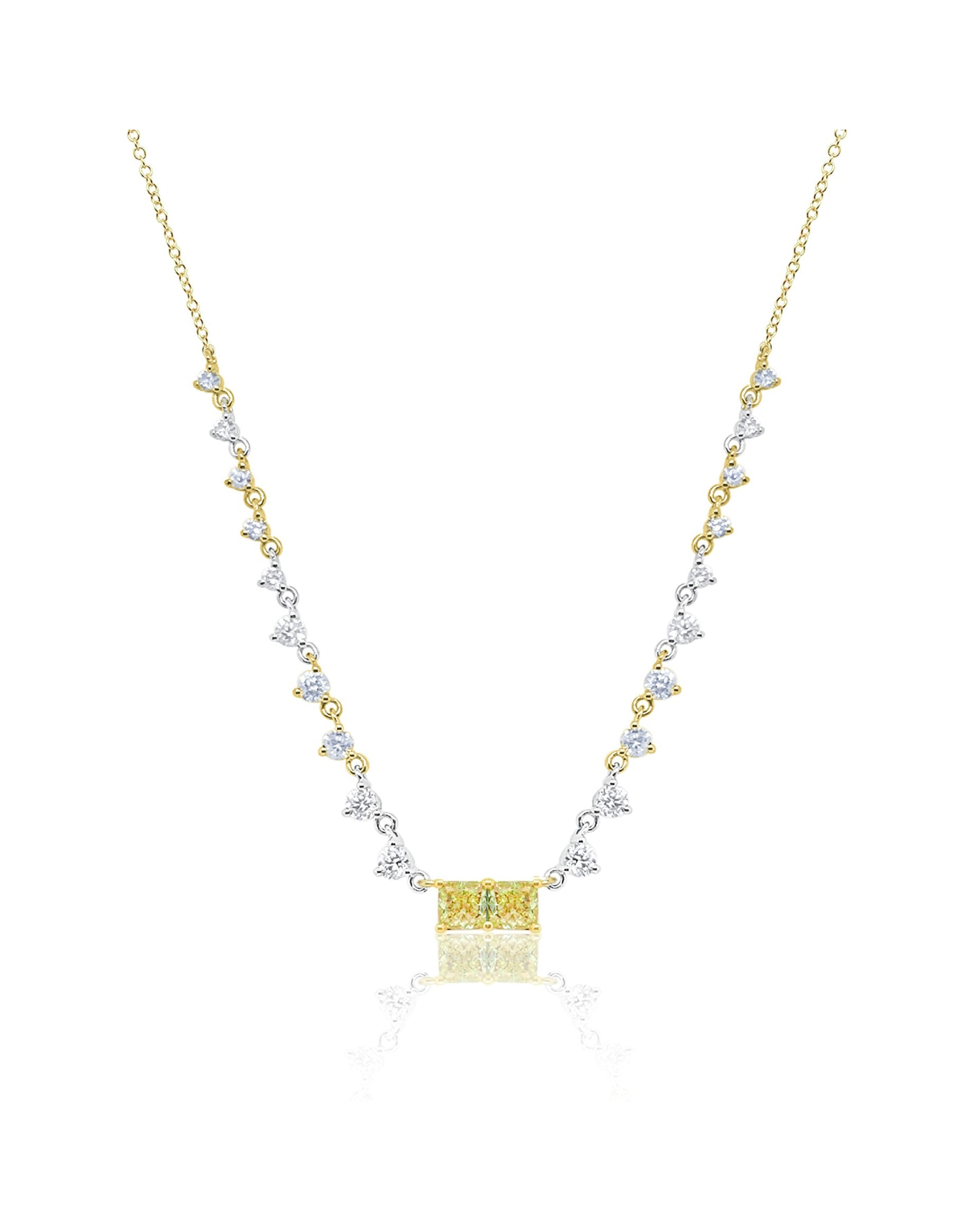 Yellow Diamond Moi et Toi Diamond Tennis Necklace | Yellow Gold