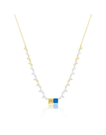 Yellow Diamond and Sapphire Moi et Toi Diamond Tennis Necklace | Yellow Diamond & Blue Sapphire