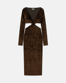 Womens | Zanee Cut-Out Crushed-Velvet Dress | Dark Brown