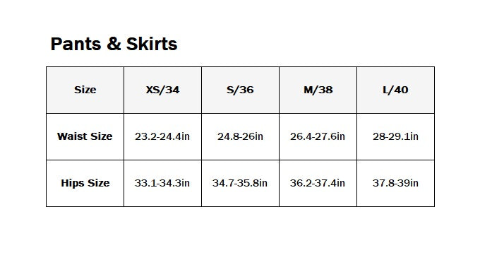 Product size guide