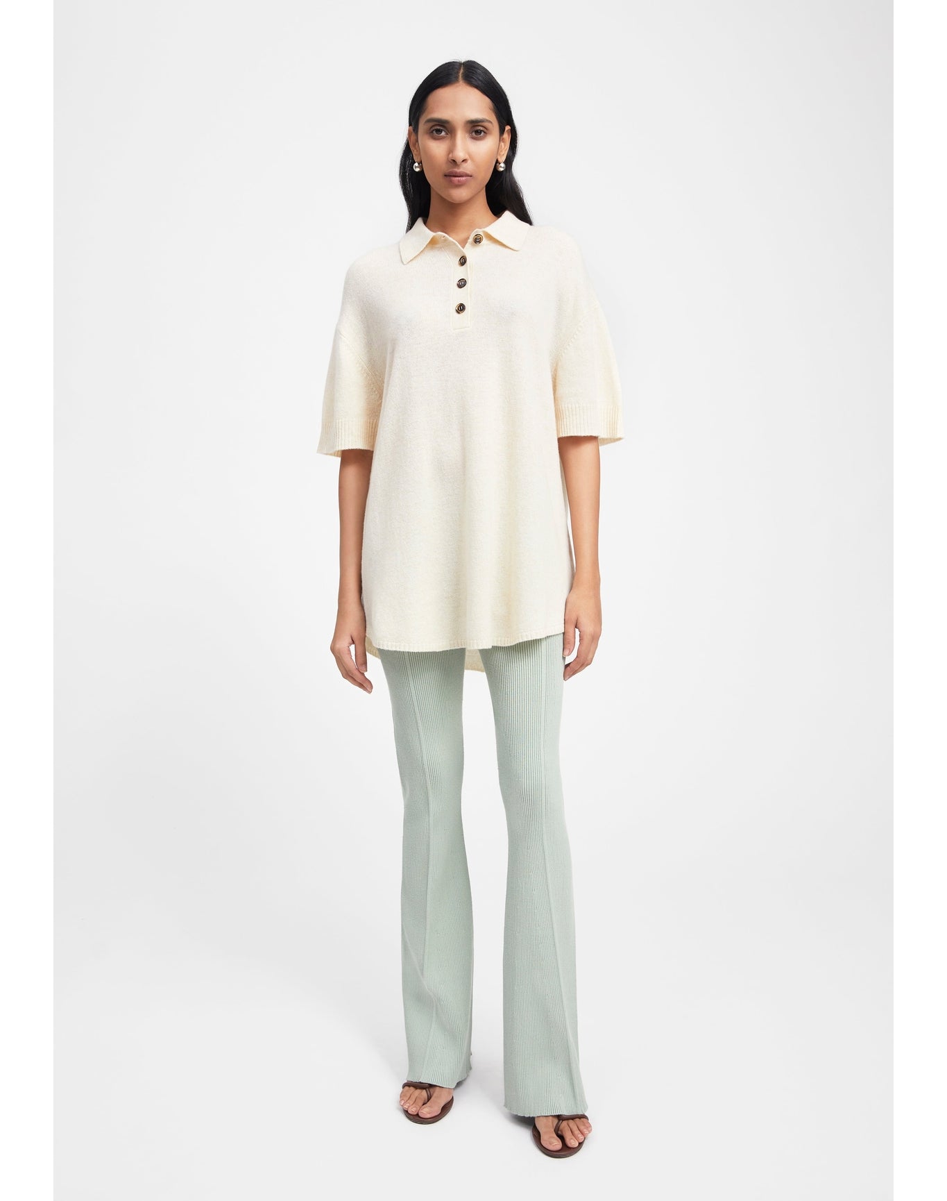 Zero001 | Ribbed Flare Pants | Sage
