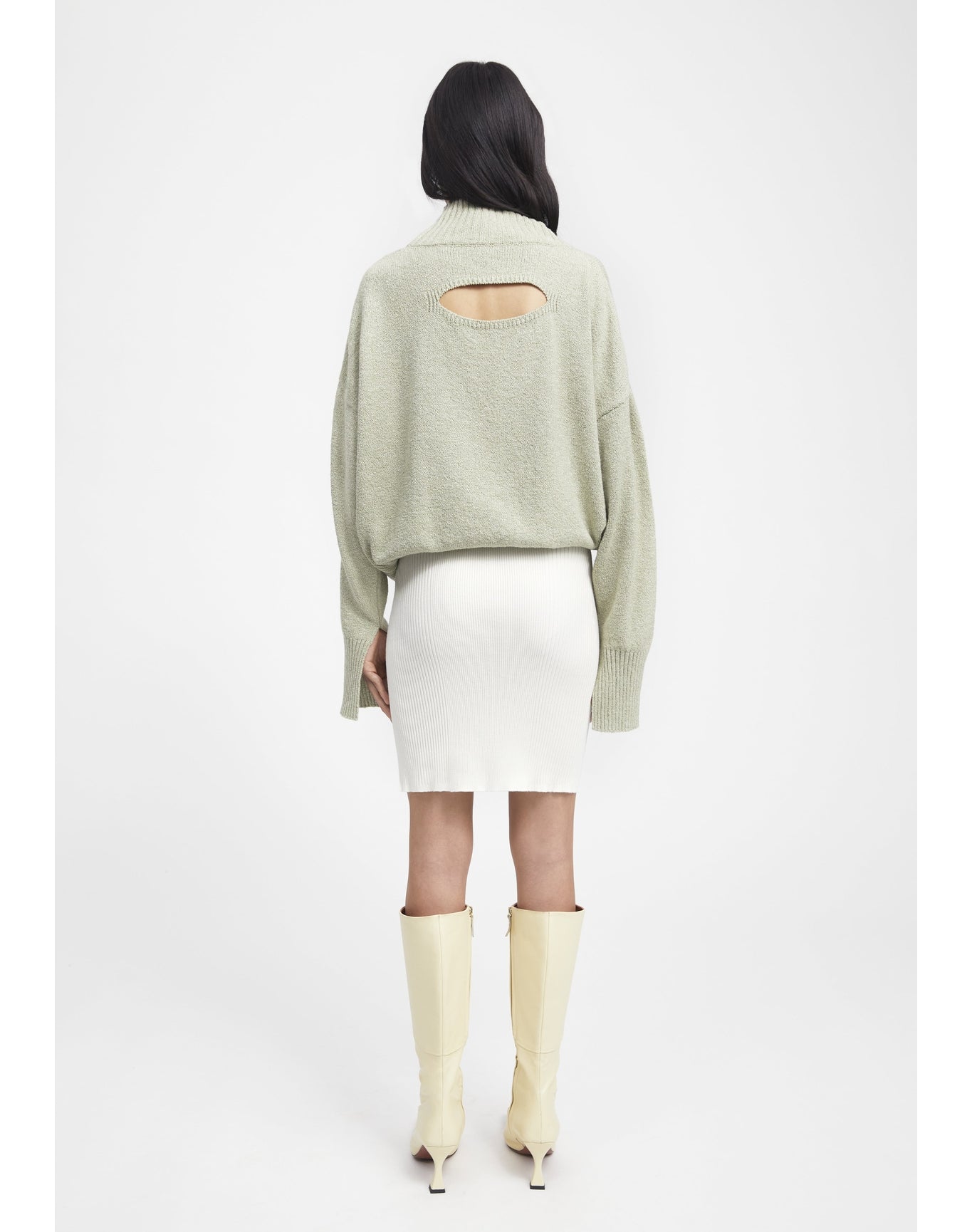 Zero003 | Ribbed Mini Skirt | Creme