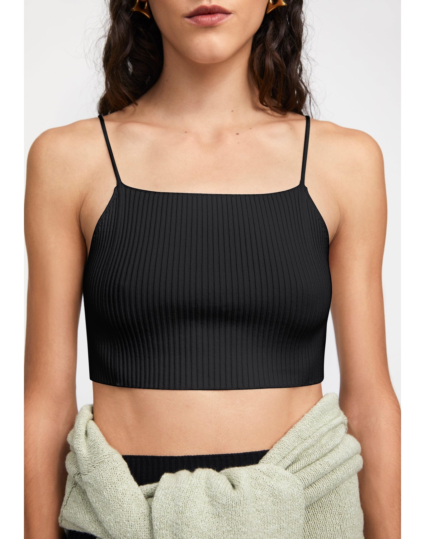 Zero101 | Ribbed Crop Cami | Black