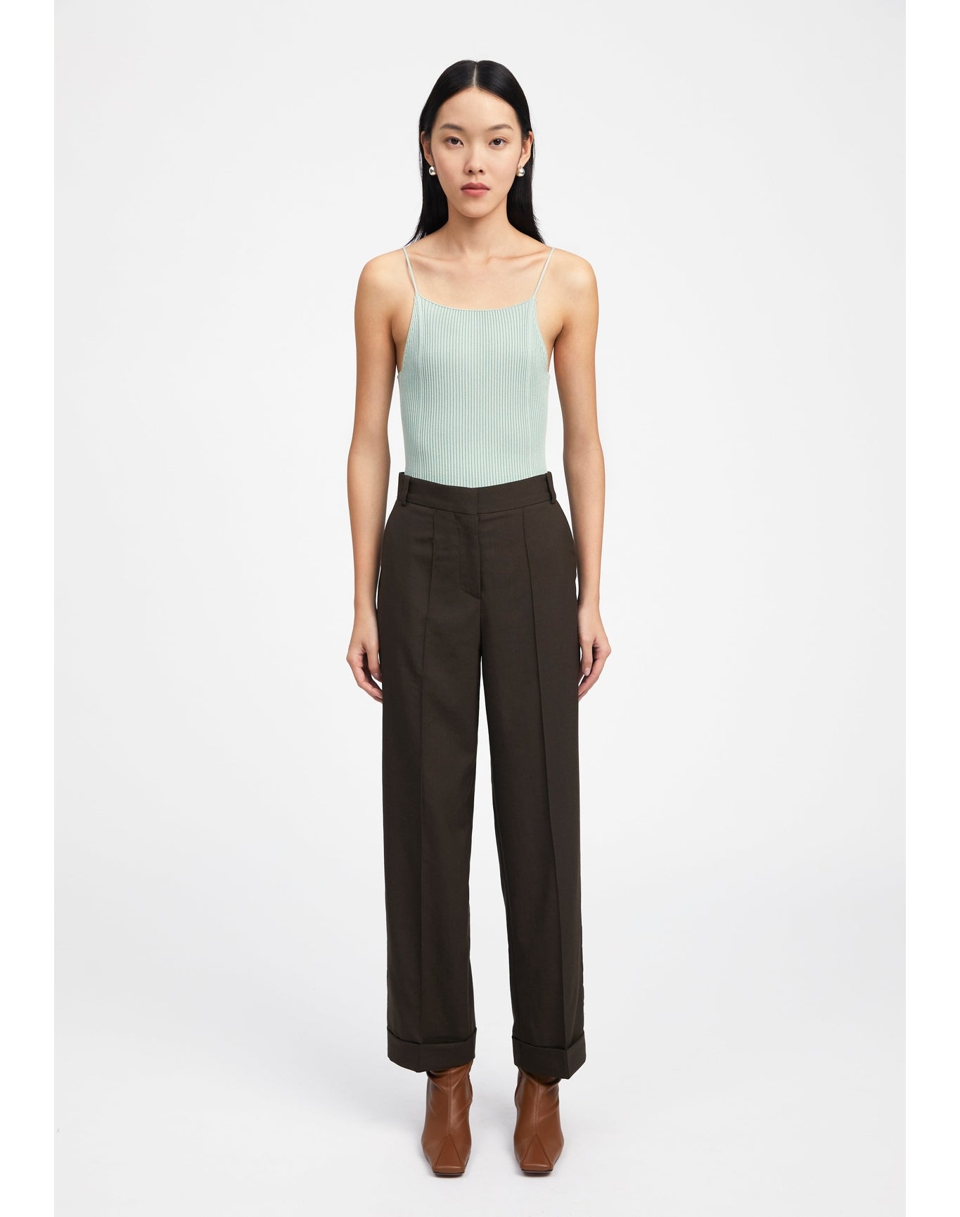 Zero103 | Ribbed Cami Bodysuit | Sage
