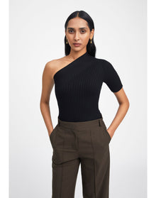 Zero301 | Ribbed Asymmetric Top | Black