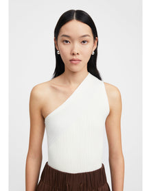 Zero302 | Ribbed Asymmetric Bodysuit | Creme