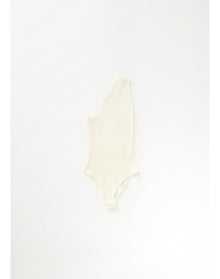 Zero302 | Ribbed Asymmetric Bodysuit | Creme