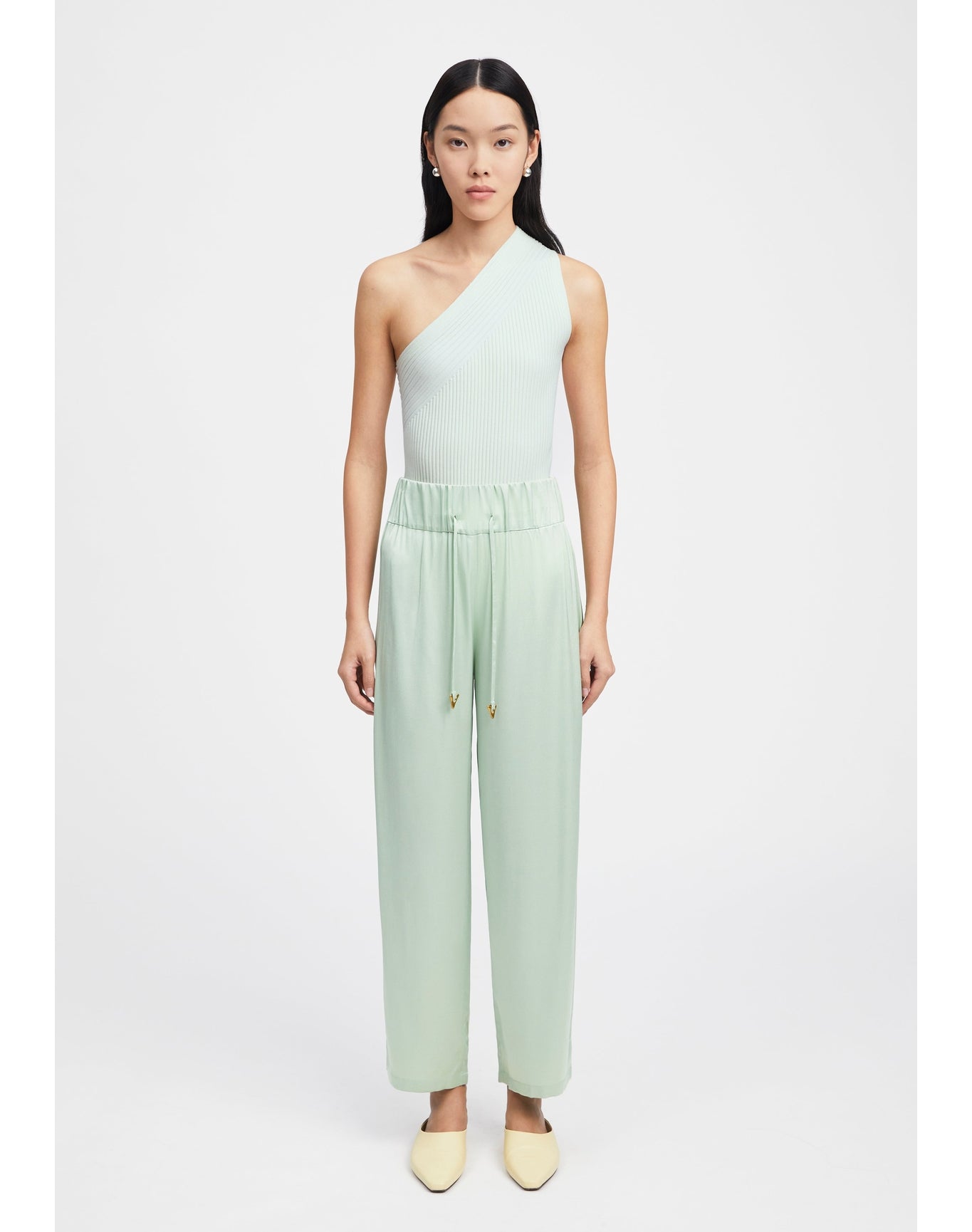 Zero302 | Ribbed Asymmetric Bodysuit | Sage