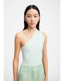 Zero302 | Ribbed Asymmetric Bodysuit | Sage