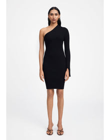 Zero303 | Ribbed Asymmetric Dress | Black