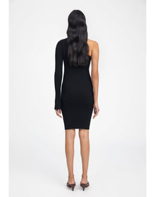 Zero303 | Ribbed Asymmetric Dress | Black