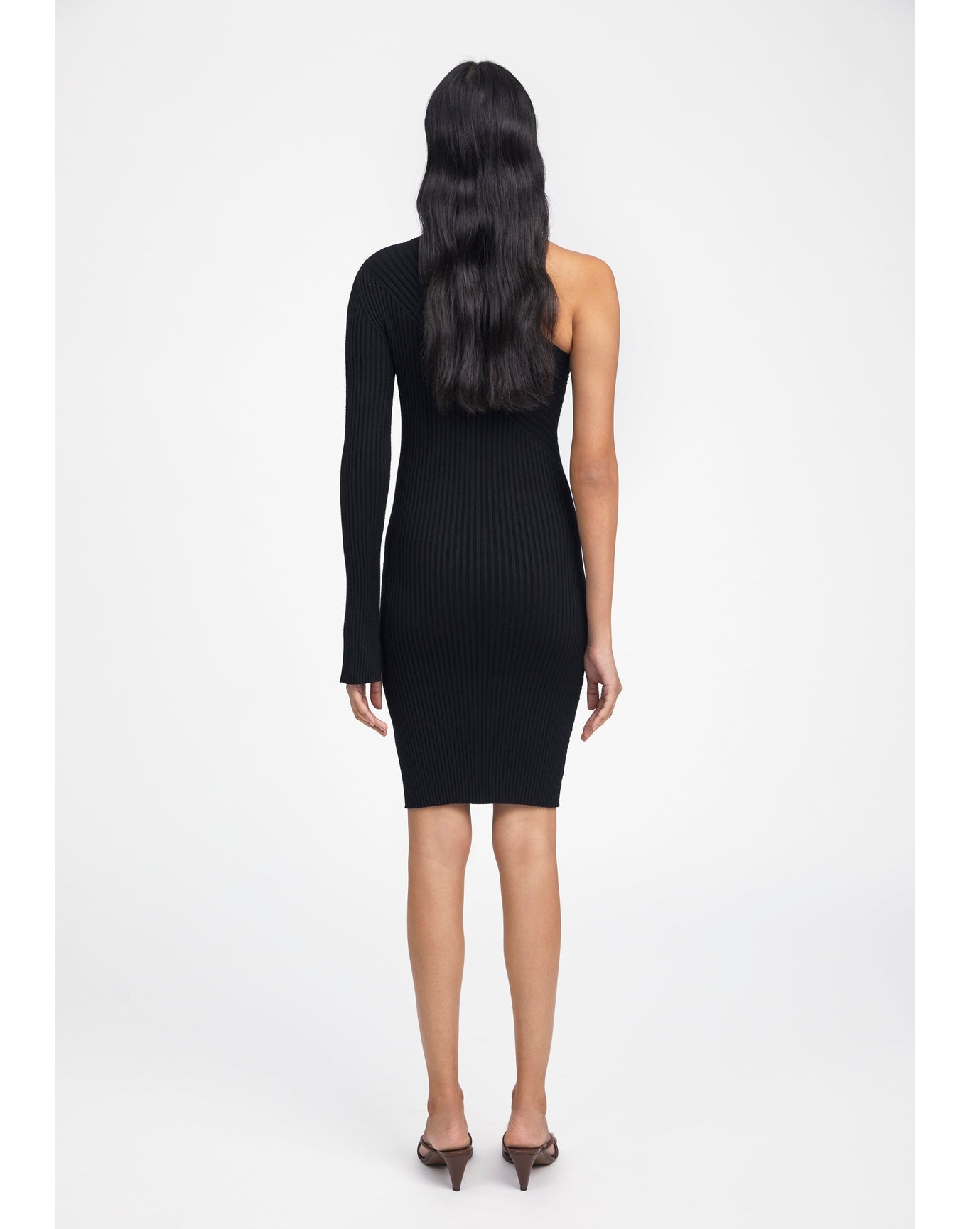 Zero303 | Ribbed Asymmetric Dress | Black