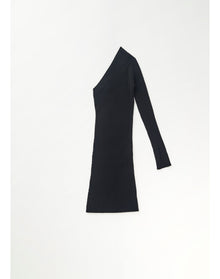 Zero303 | Ribbed Asymmetric Dress | Black