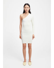 Zero303 | Ribbed Asymmetric Dress | Creme