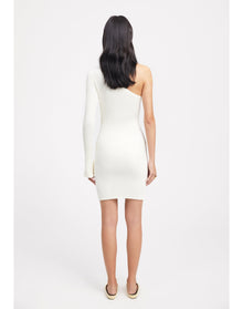 Zero303 | Ribbed Asymmetric Dress | Creme