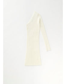 Zero303 | Ribbed Asymmetric Dress | Creme