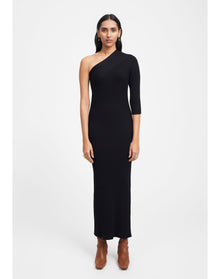Zero304 | Ribbed Asymmetric Dress | Black