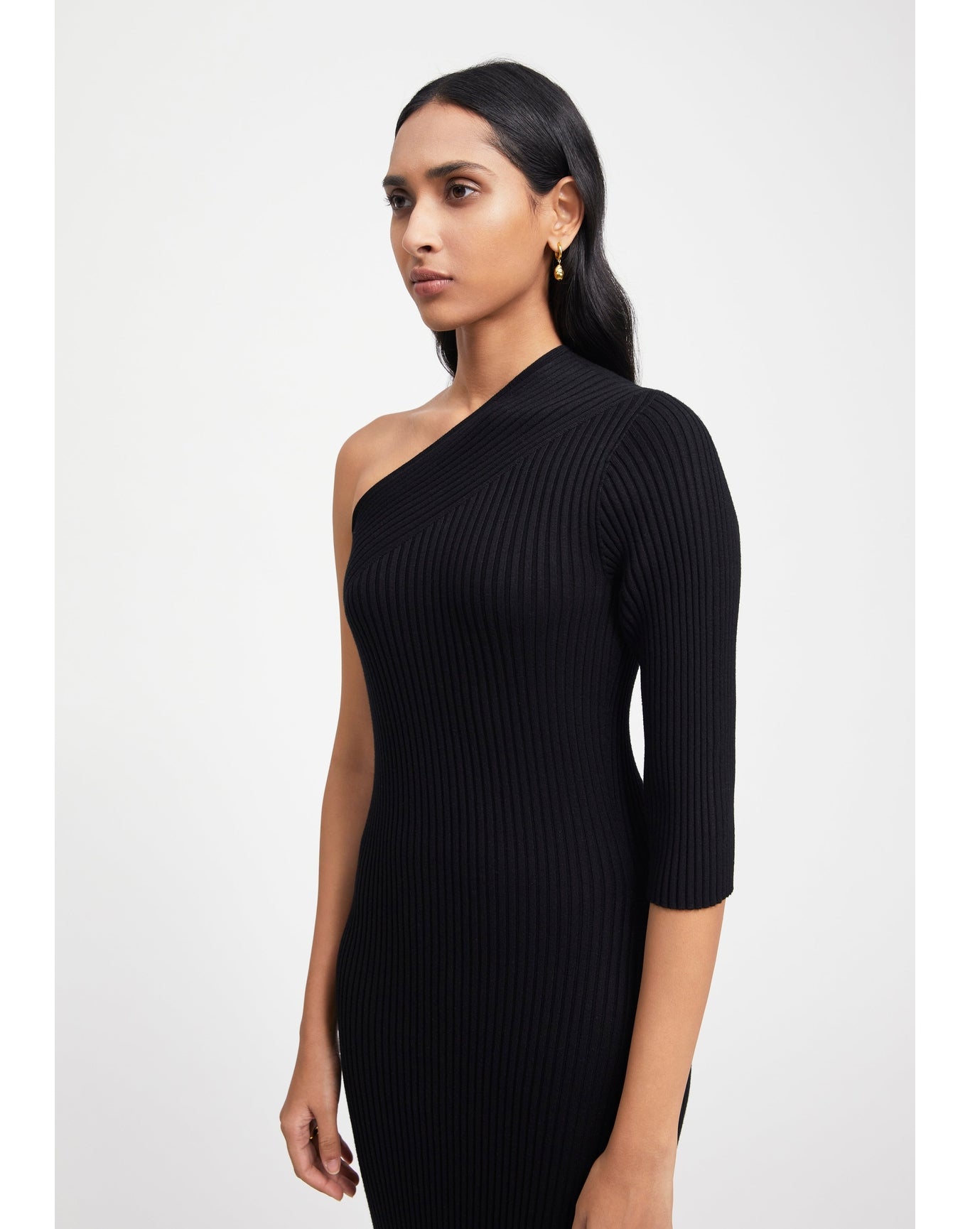 Zero304 | Ribbed Asymmetric Dress | Black