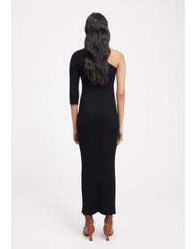 Zero304 | Ribbed Asymmetric Dress | Black