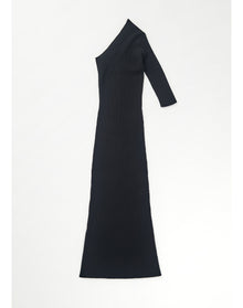 Zero304 | Ribbed Asymmetric Dress | Black